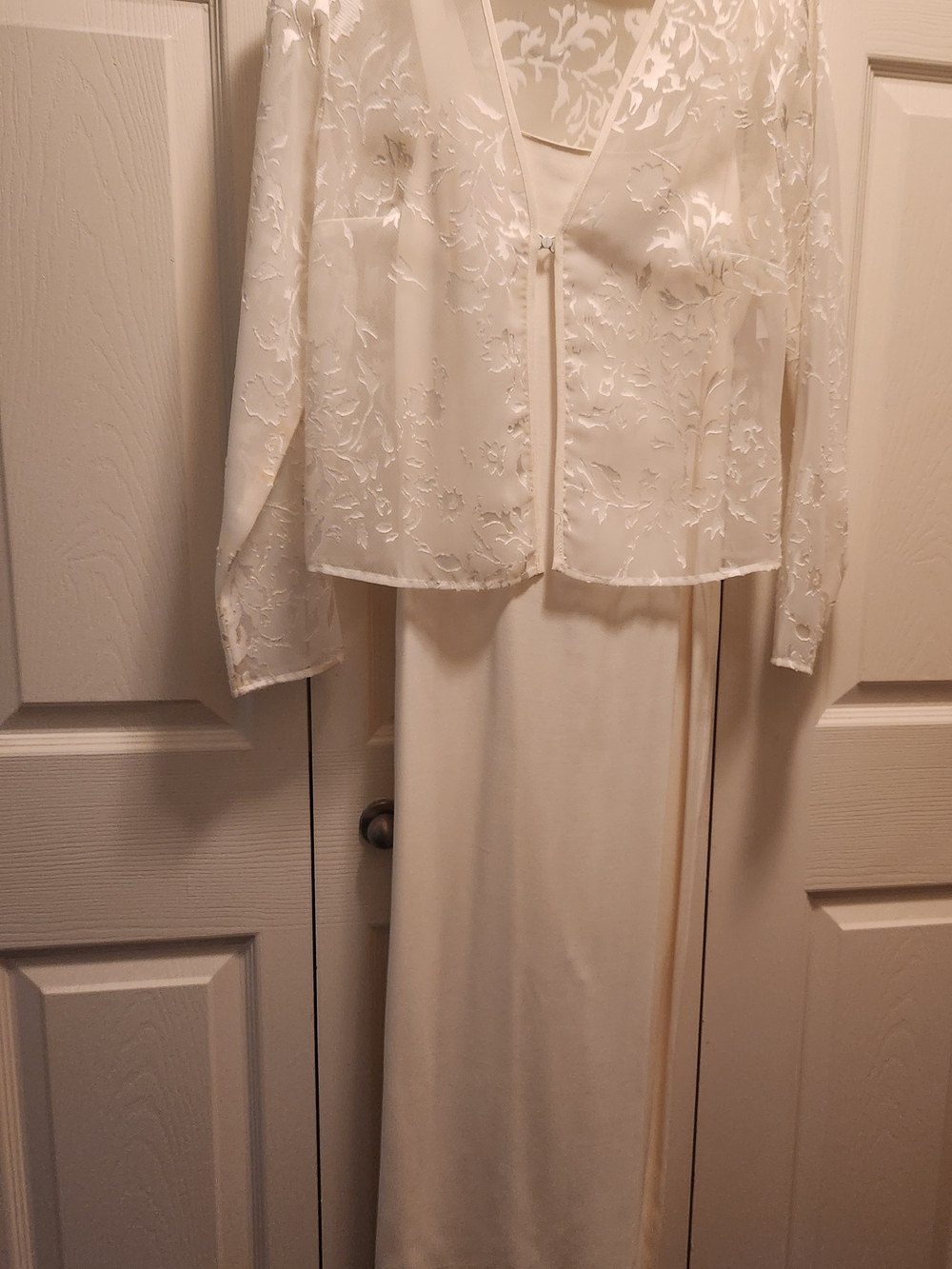 Elegant Ivory Women's Long Dress with Matching Sheer Jacket